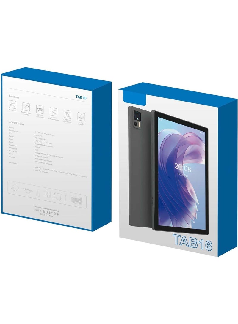 TIGER TAB 16 Android Tablet 10.1" IPS Screen, Octa-Core 2.0GHz, 12GB RAM + 512GB Storage, 4G LTE, 13MP + 8MP Cameras, 6000mAh Battery, Keyboard & Stylus (Blue) - Image 3